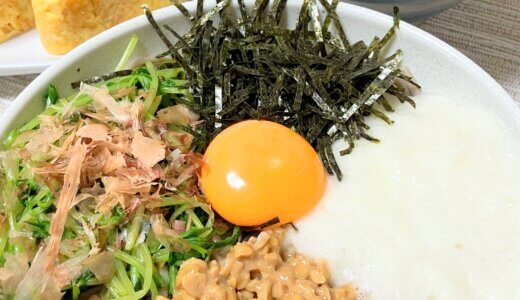 納豆とろろそばとさつまいもご飯 【男一人の休日昼食】