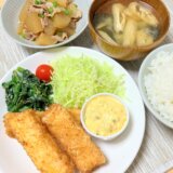 豚バラ大根とはんぺんのフライ＆ほうれん草の胡麻和え【男一人の休日昼食】